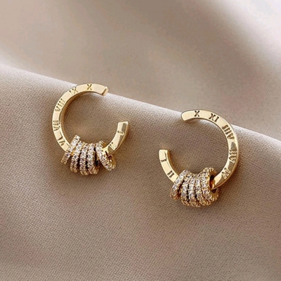 Jewelry - Roman numeral gold earrings